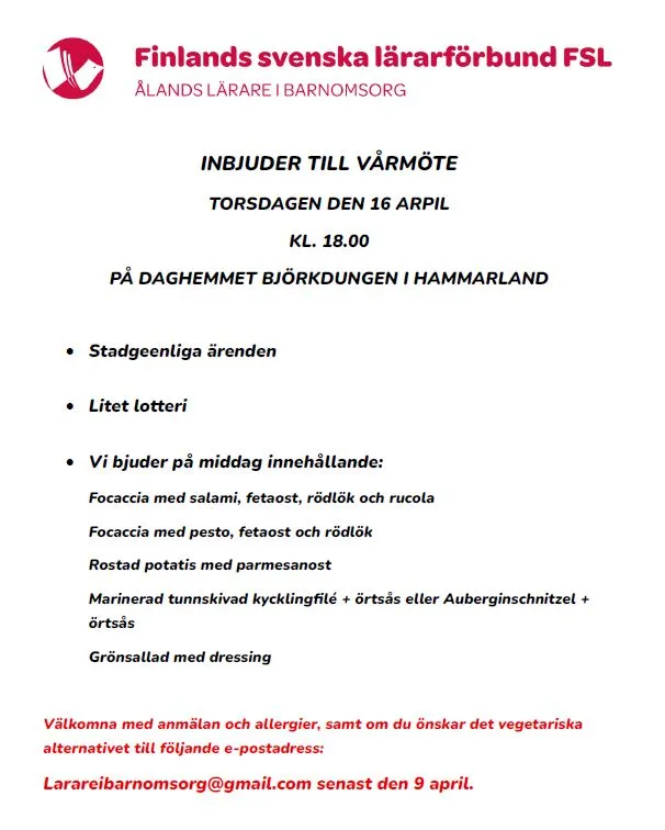 Inbjudan till vårmöte